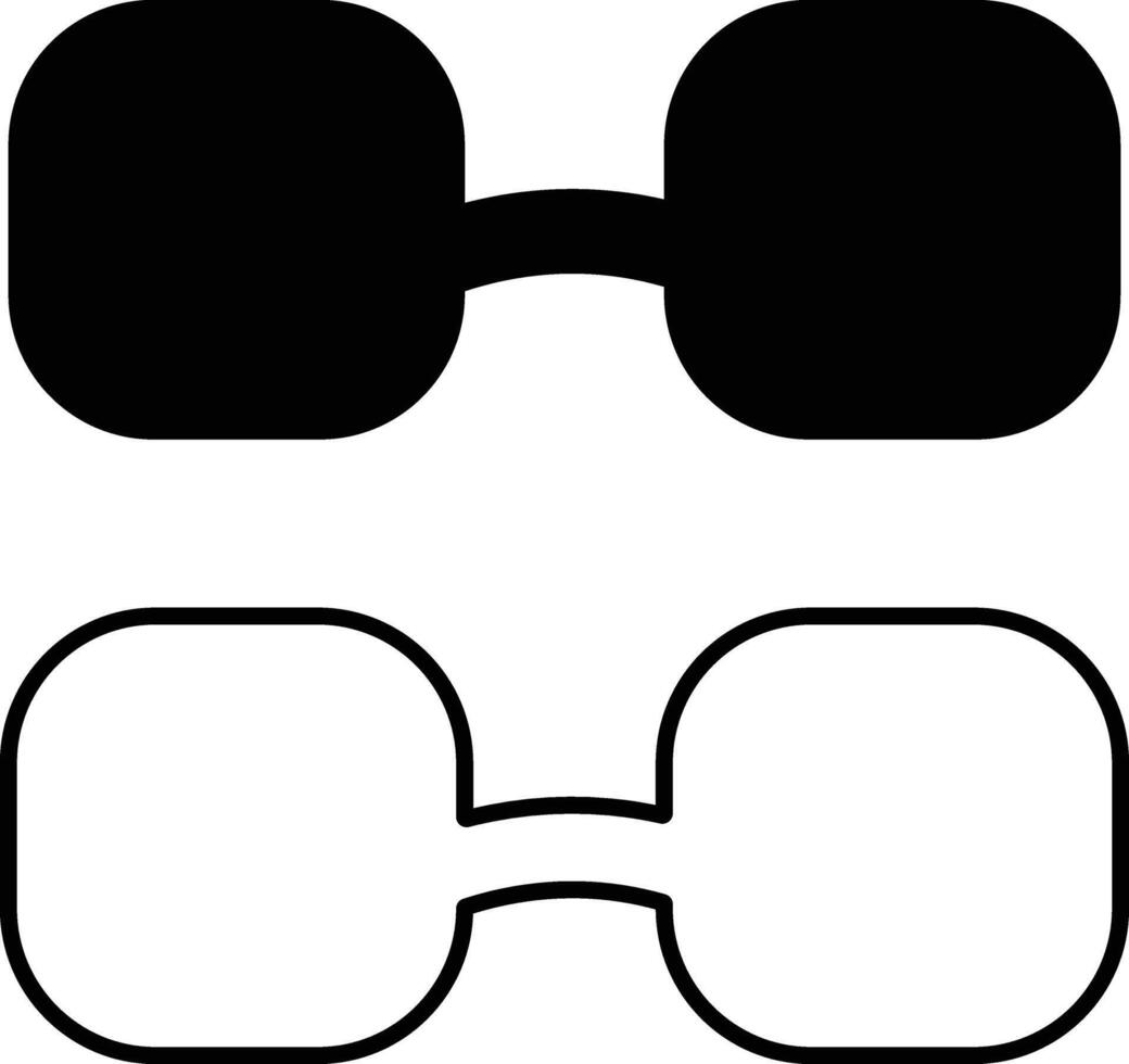 Square Glasses Silhouette Flat And Outline Icon vector