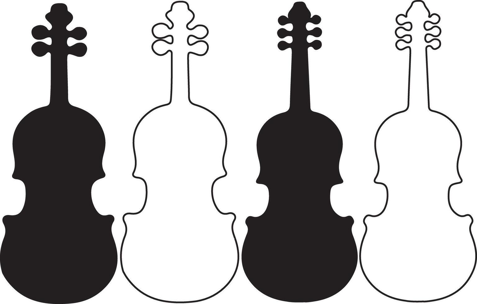 Violin silhouette bundle design on white background vector
