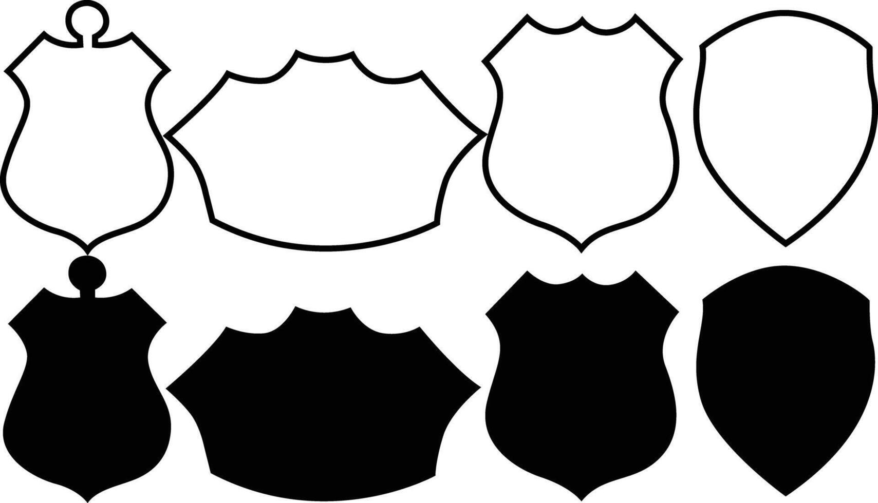 Police Badge silhouette icon bundle on white background vector