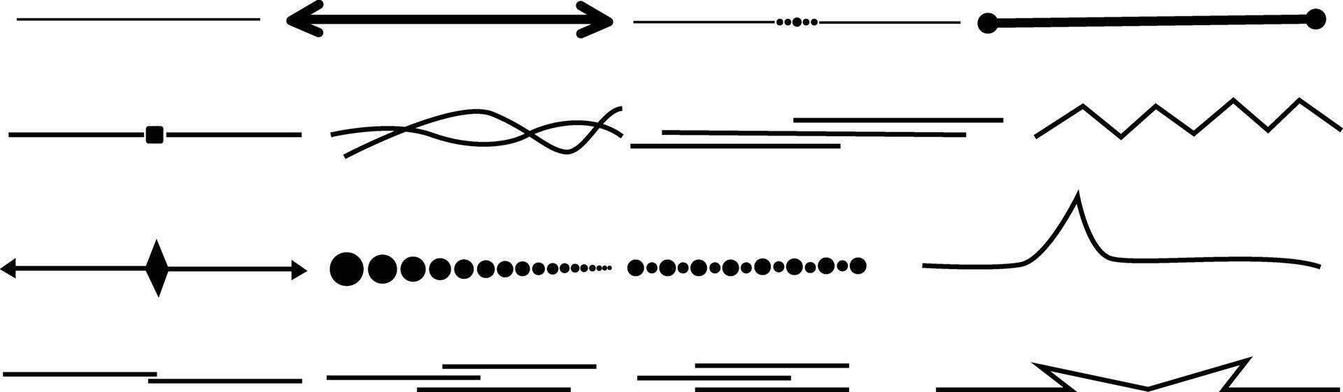 Line Divider Outline Silhouette Icon Bundle Design On White Background vector