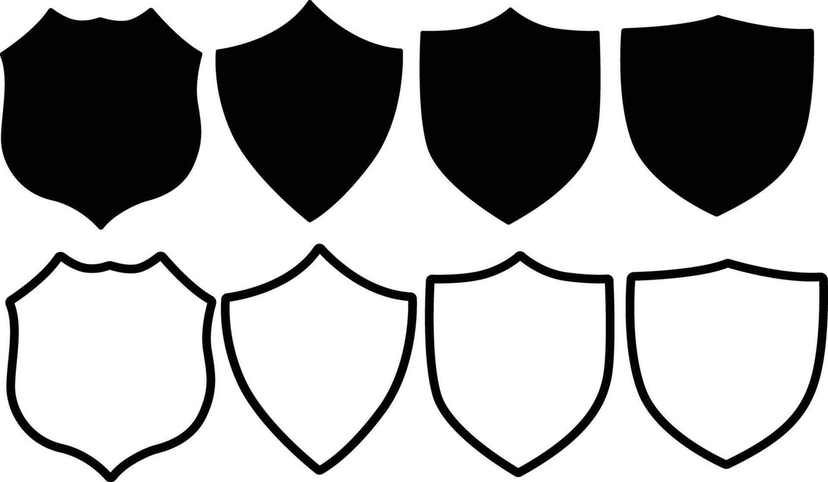 Police Badge silhouette flat and outline icon bundle vector