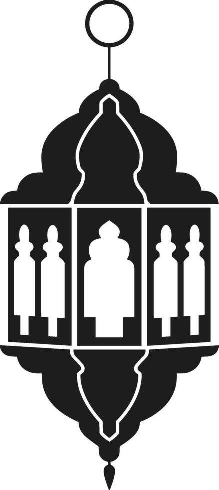 Arabic Lantern - Traditional Islamic Hanging Lamp Silhouette for Ramadan and Eid vector