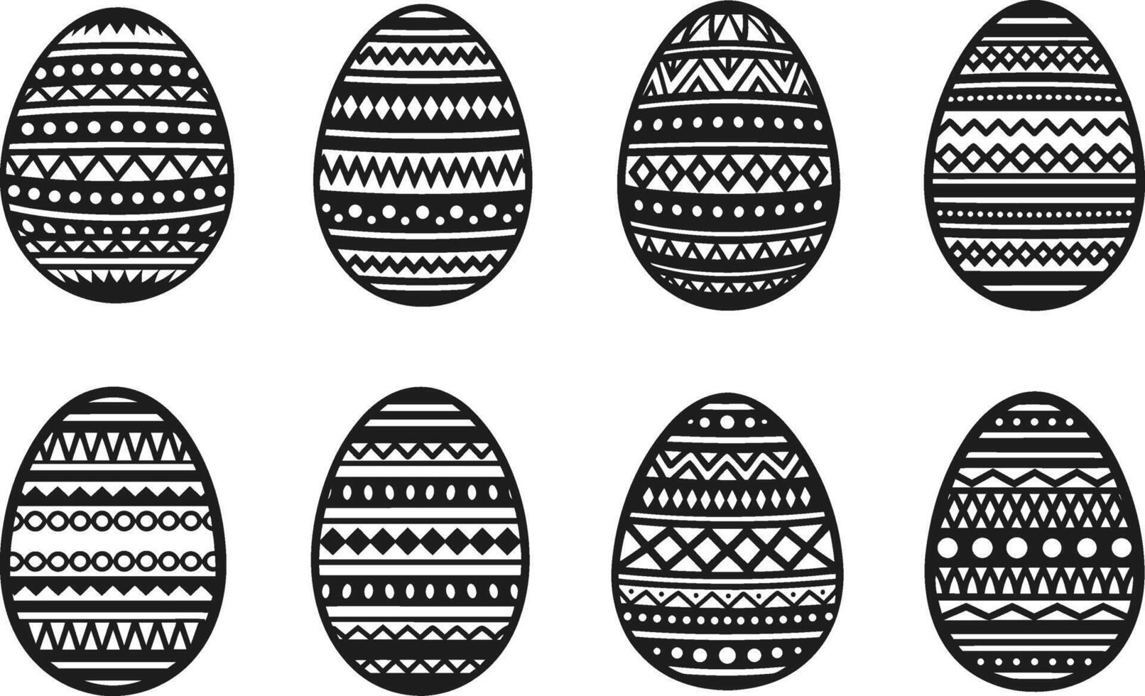 Set of Intricate Easter Egg Silhouettes - Decorative Black Illustration vector