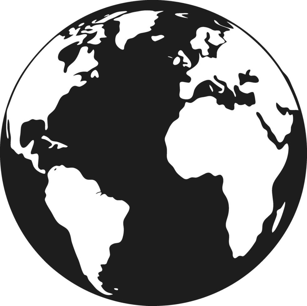 Earth Globe Silhouette - Black Planet Illustration vector