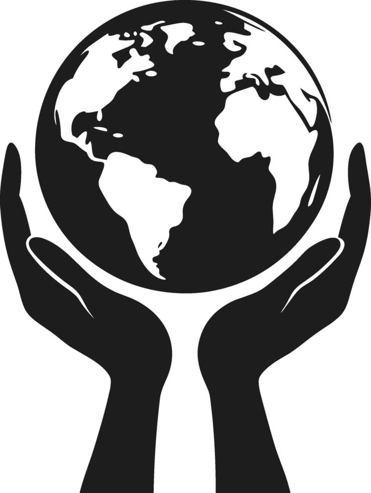 Hands Holding the Earth - Global Protection Silhouette Illustration vector