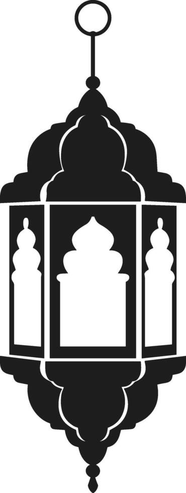 Elegant Arabic Lantern - Traditional Islamic Hanging Lamp Silhouette vector