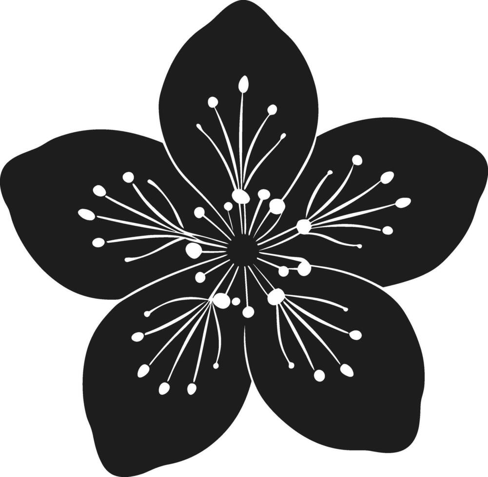 Black Silhouette Cherry Blossom Illustration for Spring Design vector