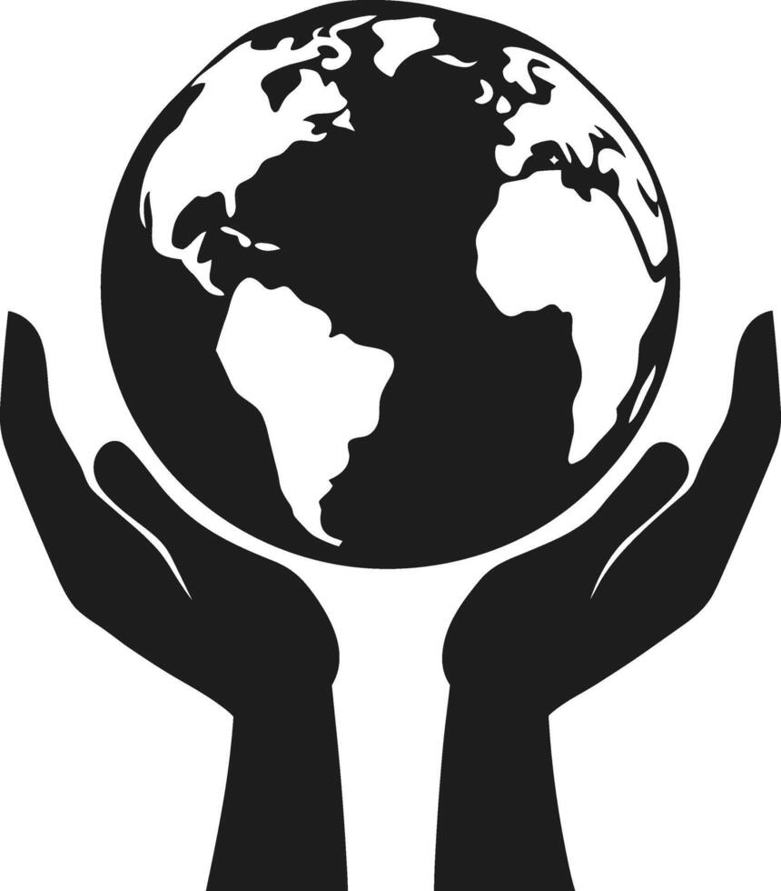 A Hands Holding Earth - Environmental Protection Silhouette Illustration vector