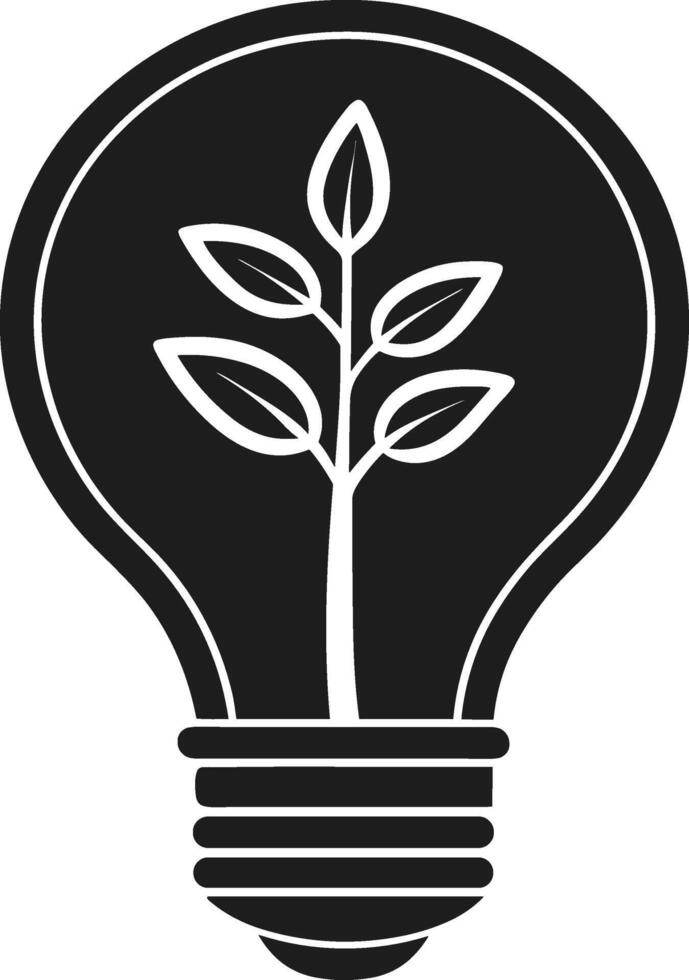 Eco Light Bulb with Plant Growth - Renewable Energy and Sustainability Concept Silhouette vector