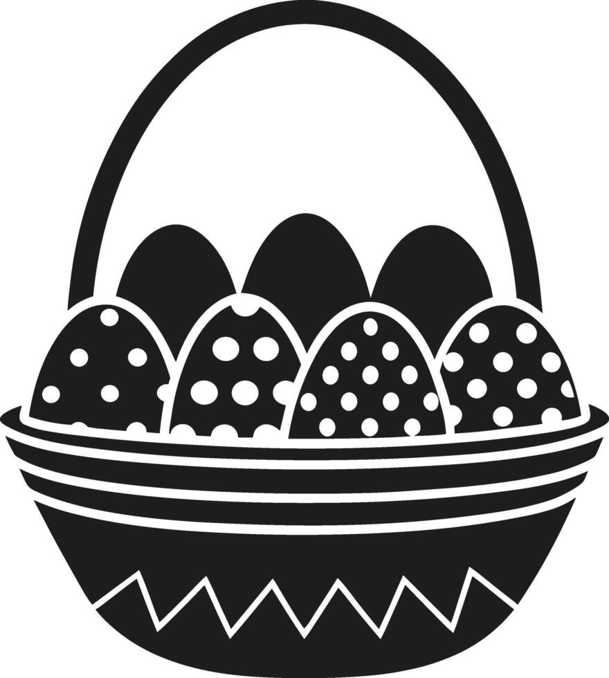 Easter Basket with Decorated Eggs - Festive Holiday Illustration vector