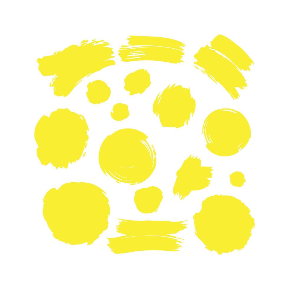 Yellow Brush Stroke Texture Set Grunge Background vector