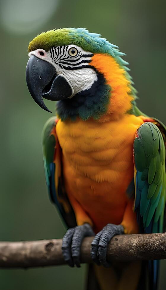 A colorful parrot sitting on a branch photo