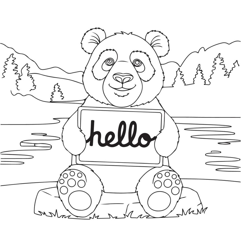 Cute Panda Saying Hello Illustration vector