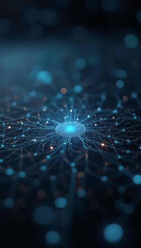 A network of dots and lines on a dark background photo