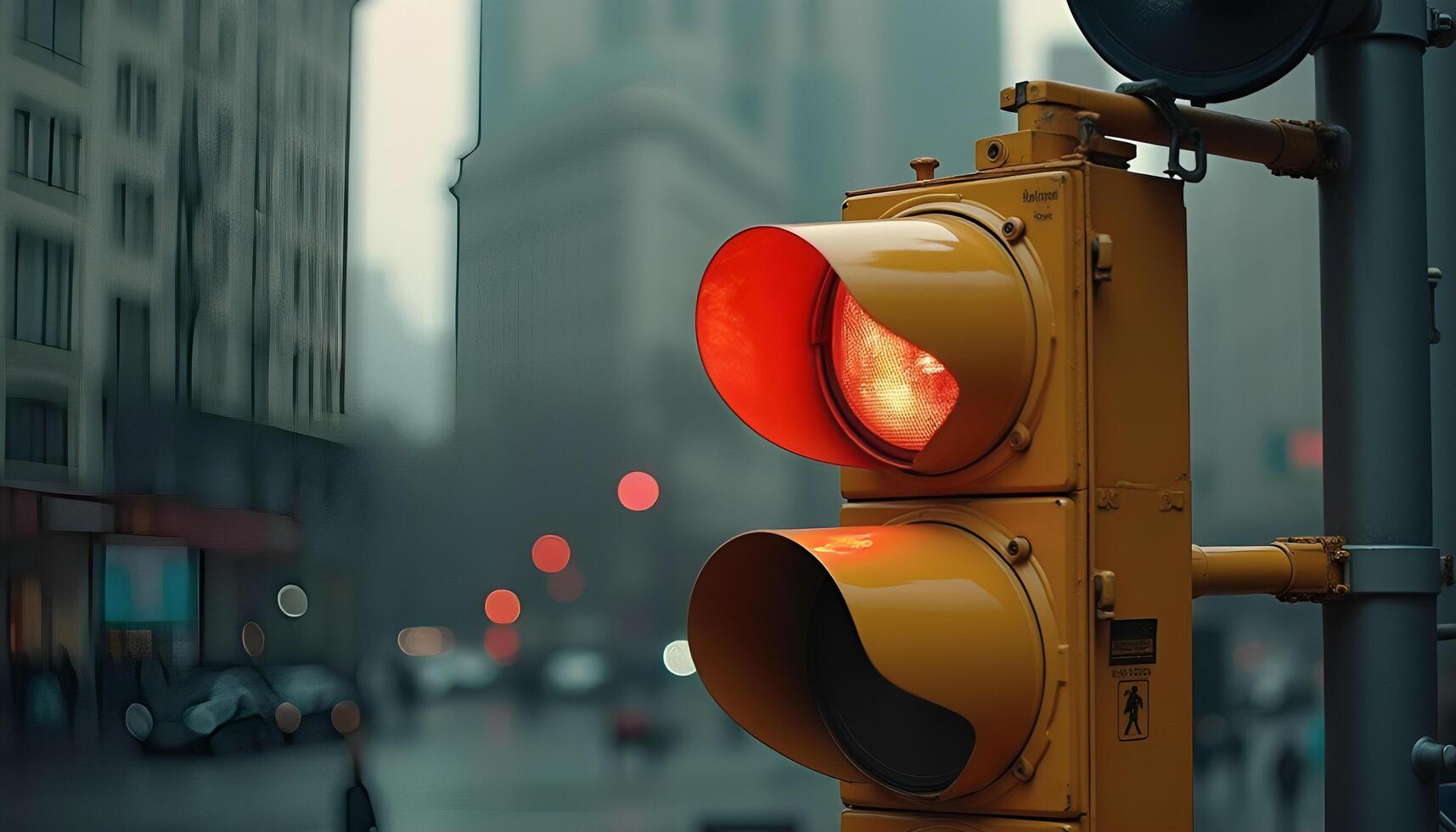 A traffic light with a red light on it photo