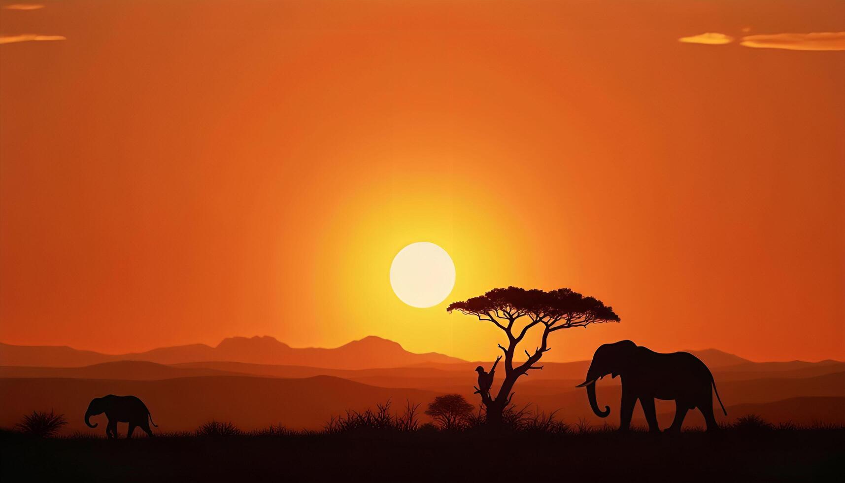 elephants in the sunset photo