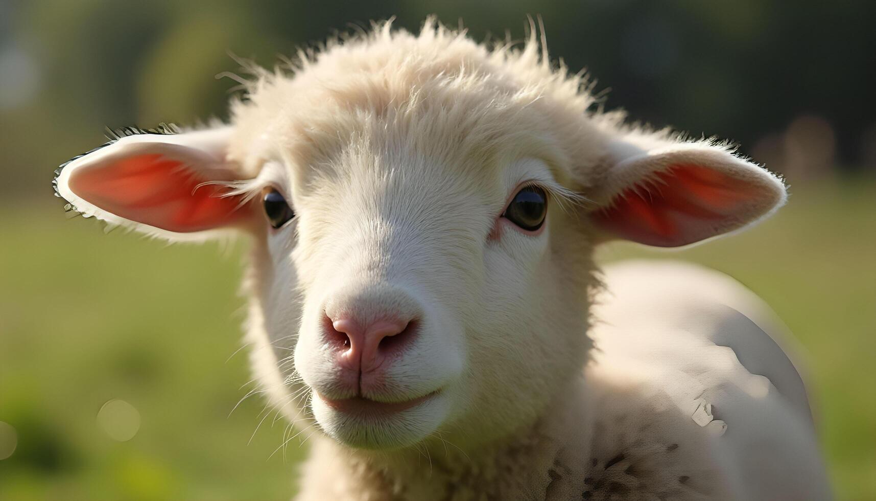 A close up of a sheep looking at the camera photo