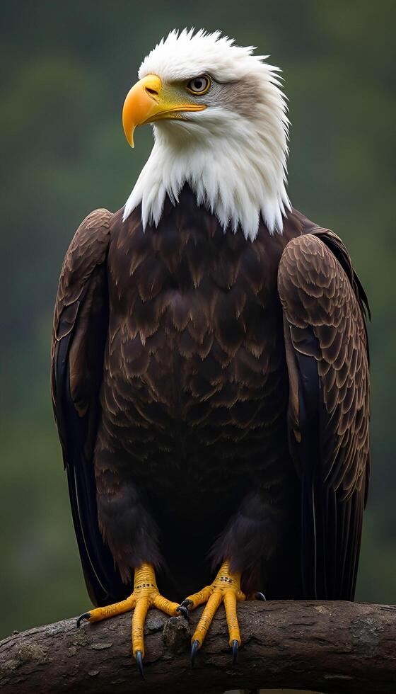 A bald eagle perched on a branch photo