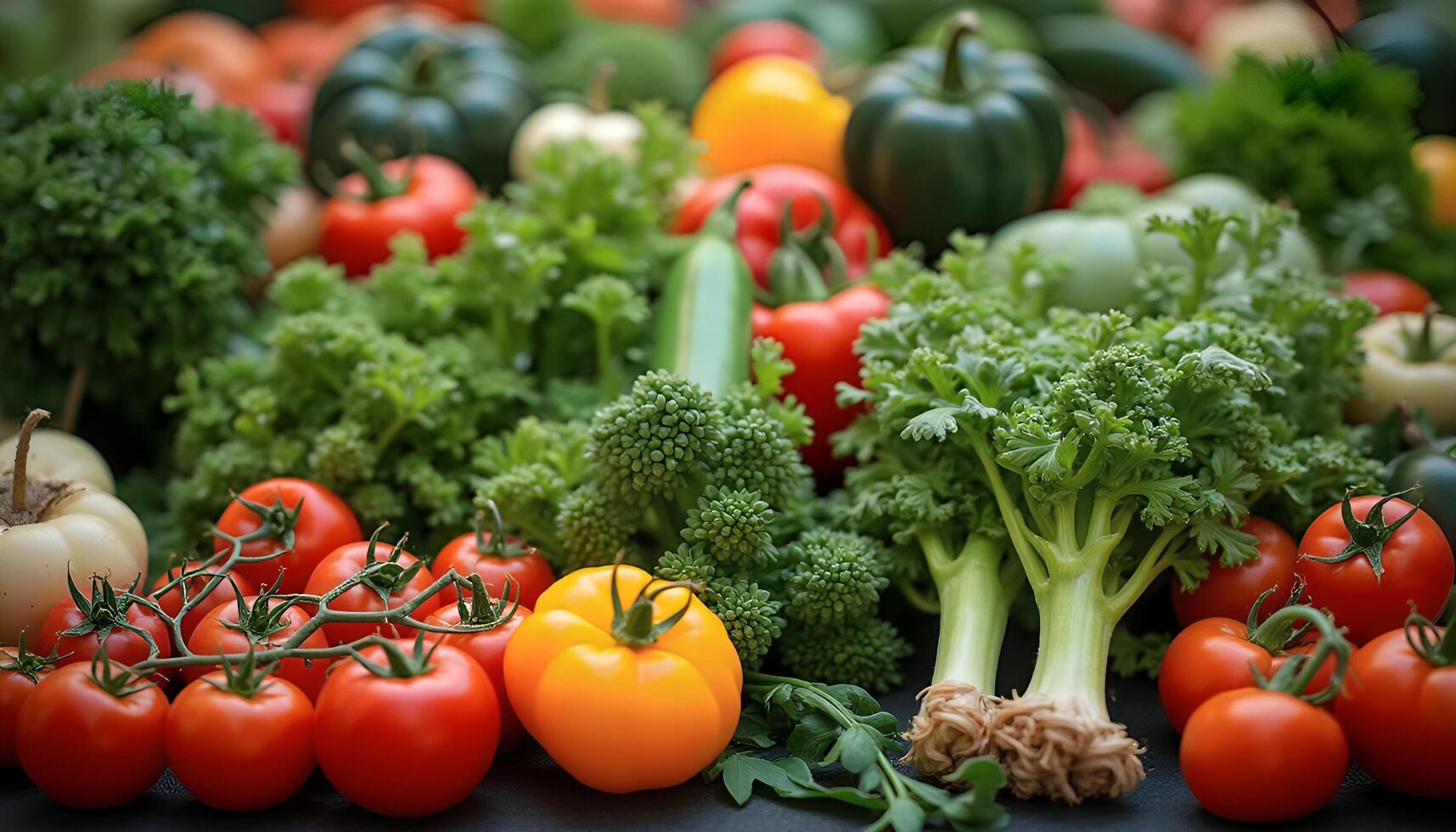 A variety of vegetables are displayed on a table photo