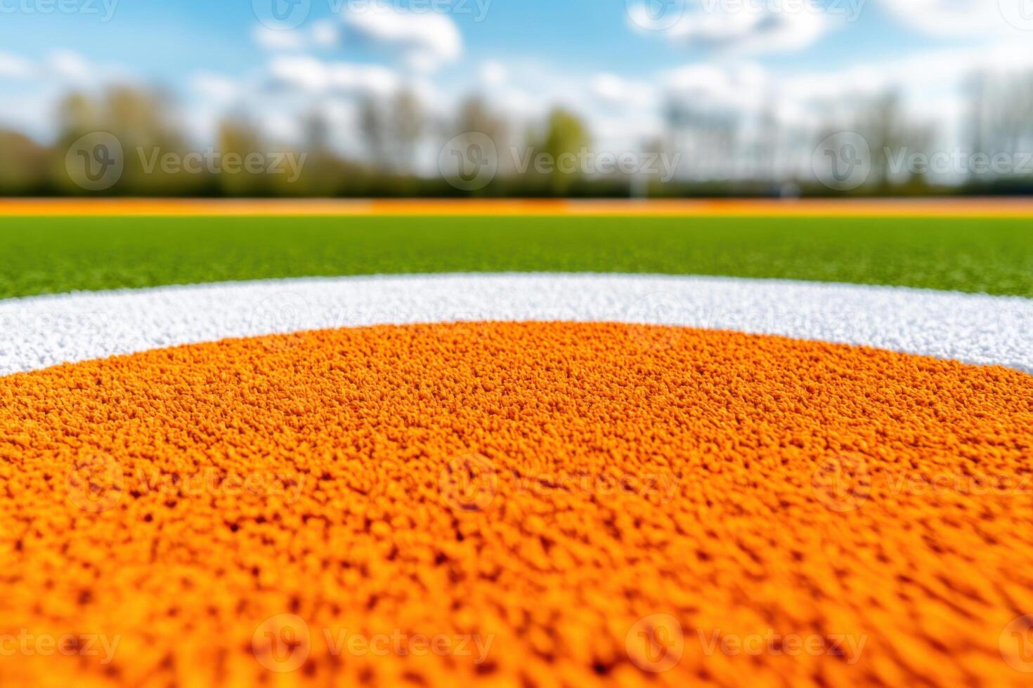 Sports training field featuring an orange target design for agility drills and professional athlete practice sessions in a bright outdoor environment photo