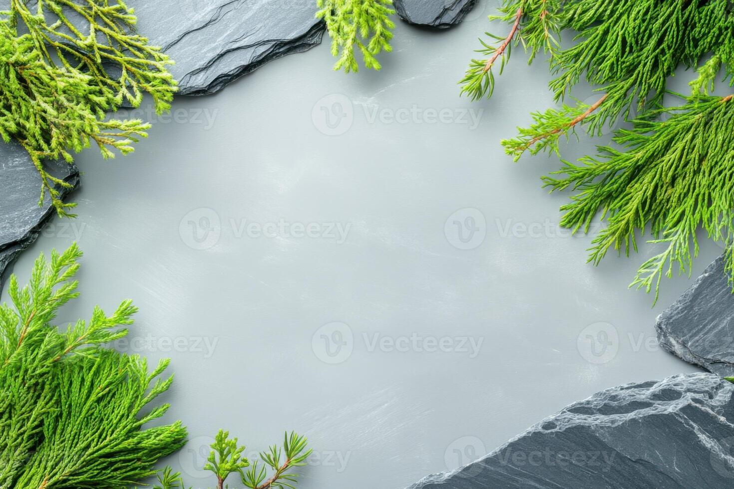 Abstract composition featuring aged stone slabs and organic elements with a wabi-sabi aesthetic captured in a harmonious arrangement surrounded by nature photo