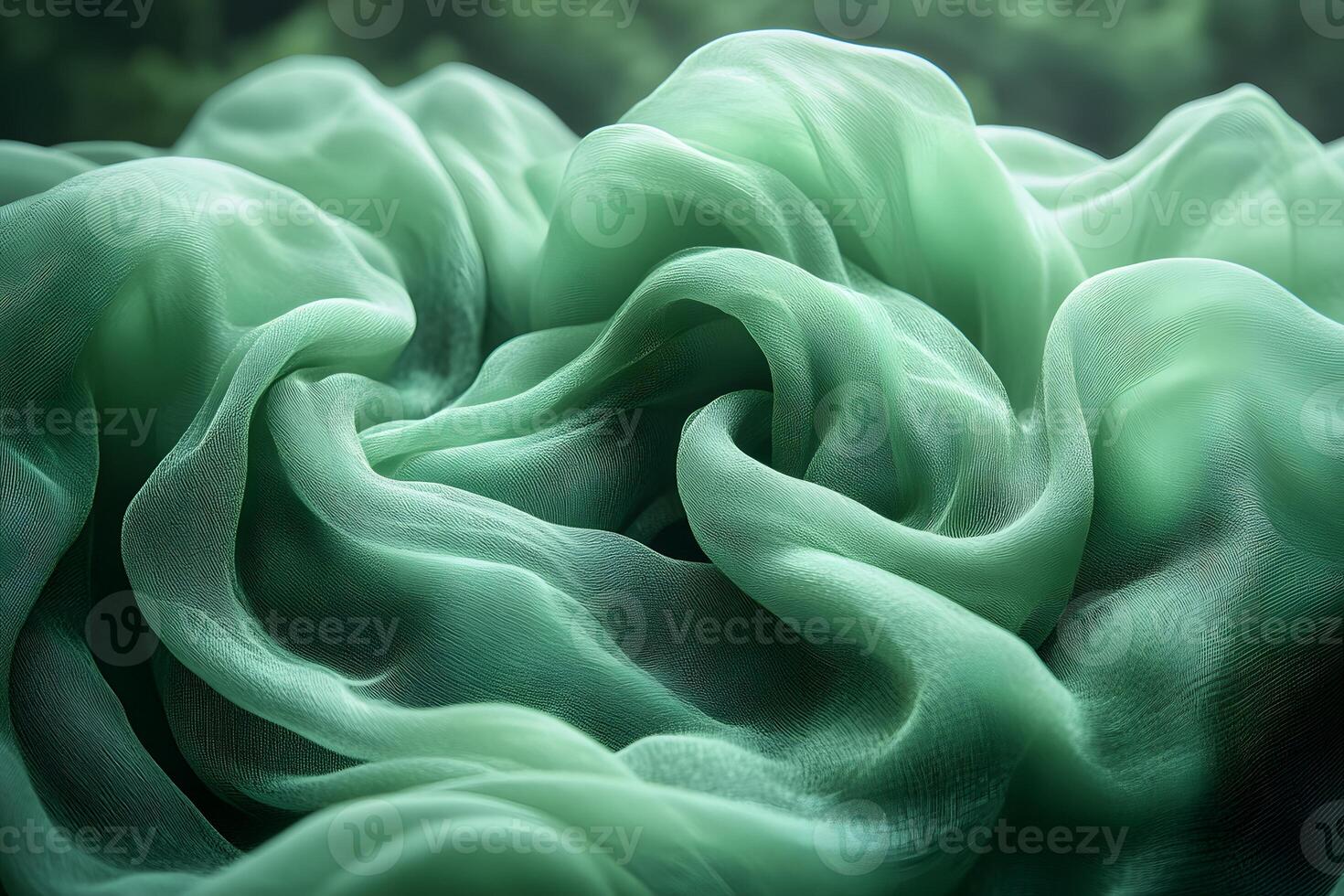 Delicate Green Fabric Waves Creating an Elegant Abstract Art Design photo