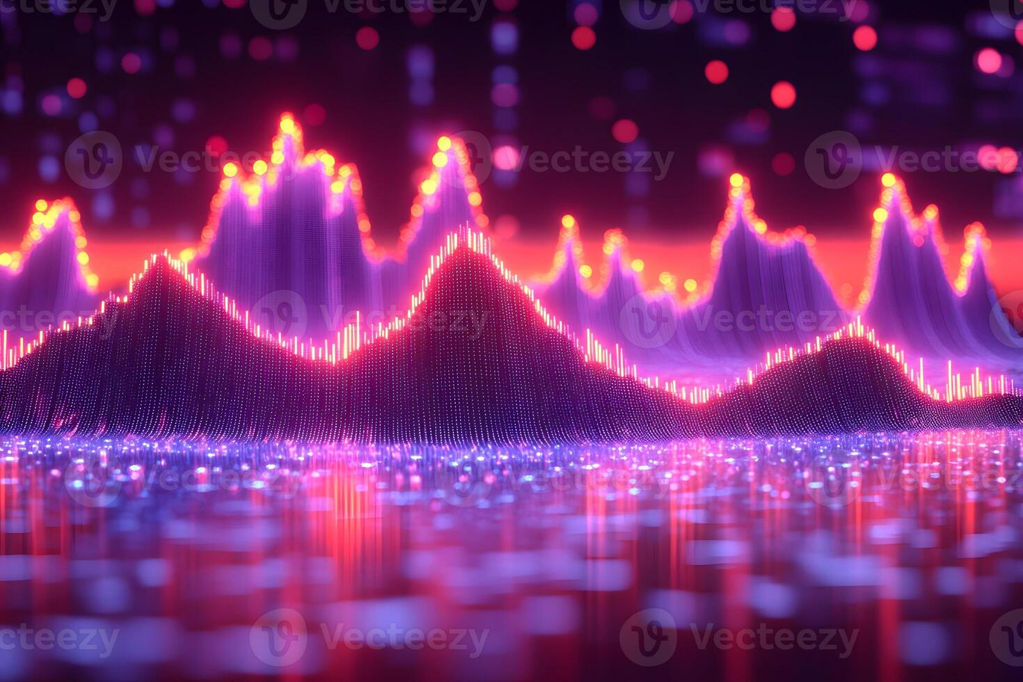 Abstract Digital Data Visualization with Neon Wave Patterns for Technology Design photo