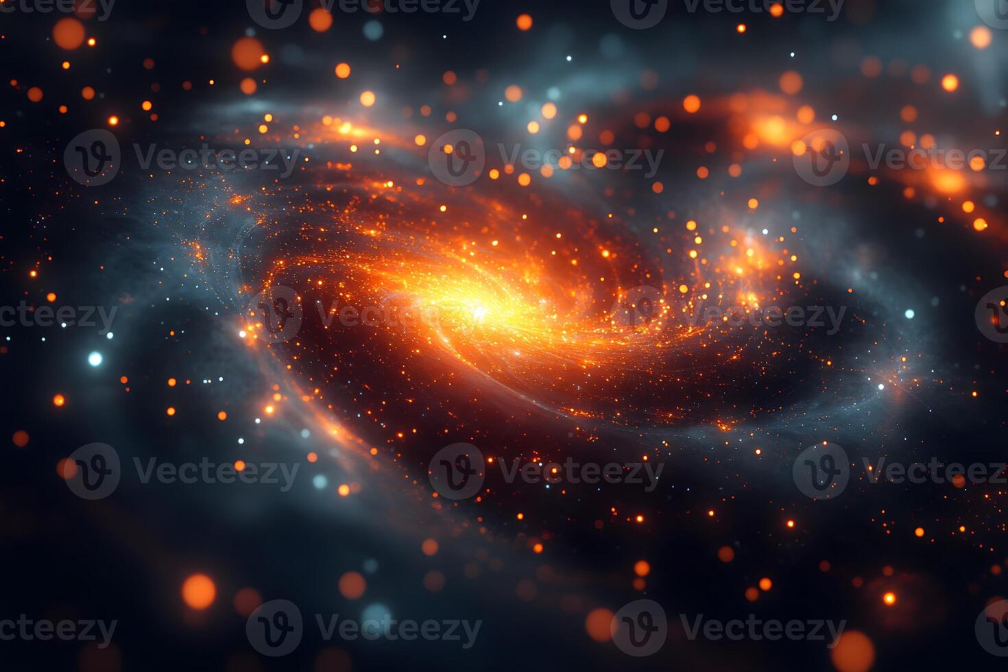 Stunning Cosmic Spiral Nebula with Glowing Particles and Stars for Space-Themed Design photo