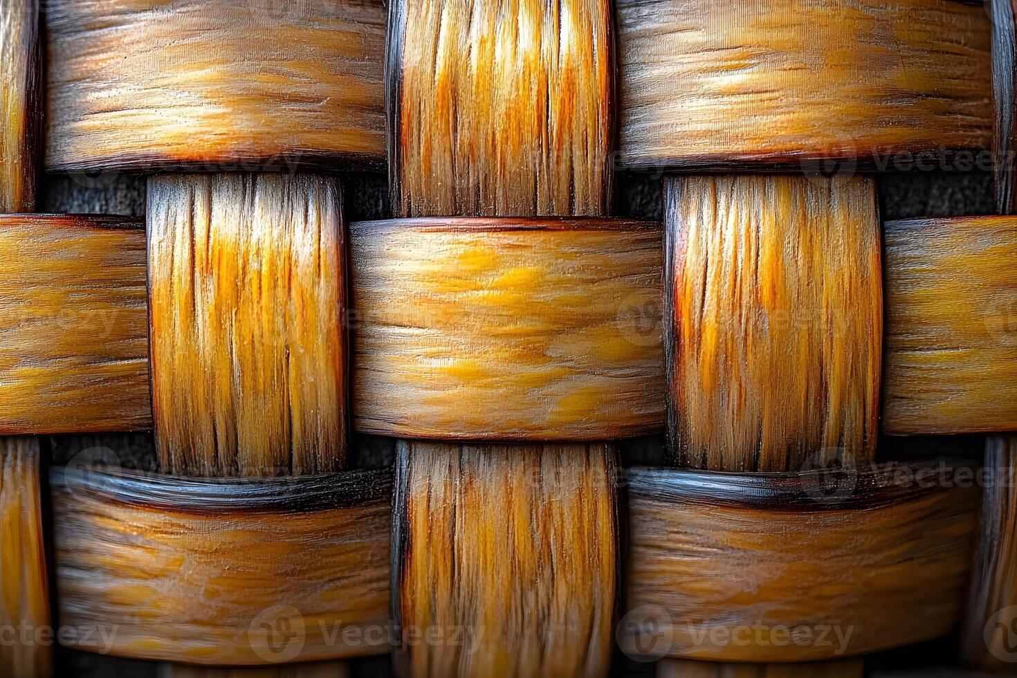 Close-Up of Woven Wood Texture for Background or Design Elements photo