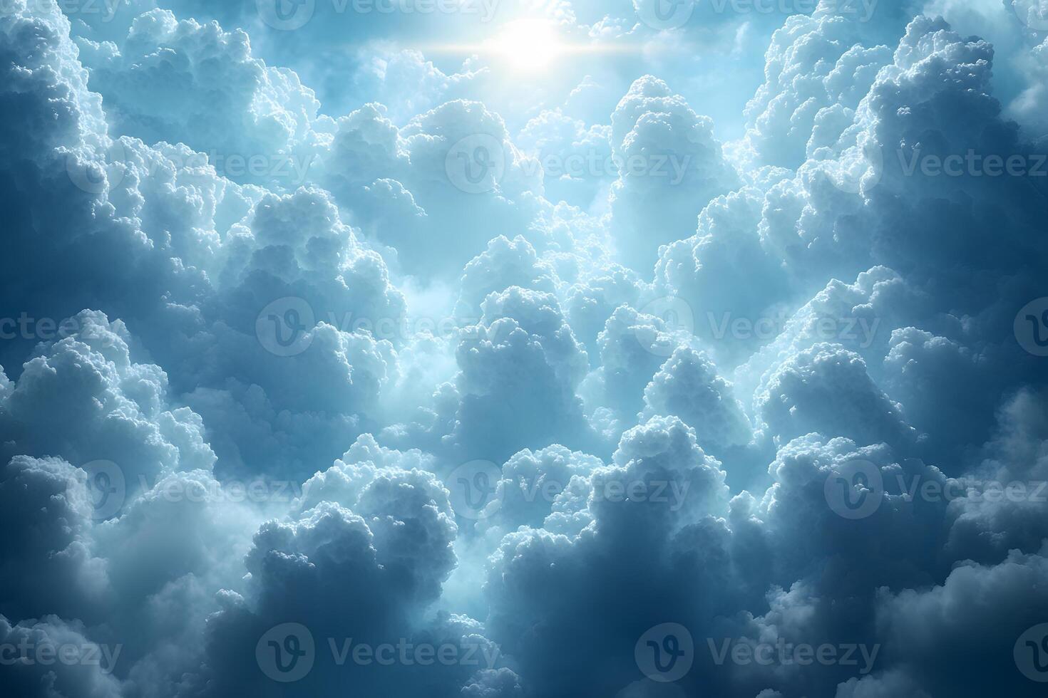 Tranquil Cloudscape with Sunlight Breaking Through for Serene Atmosphere and Design Inspiration photo