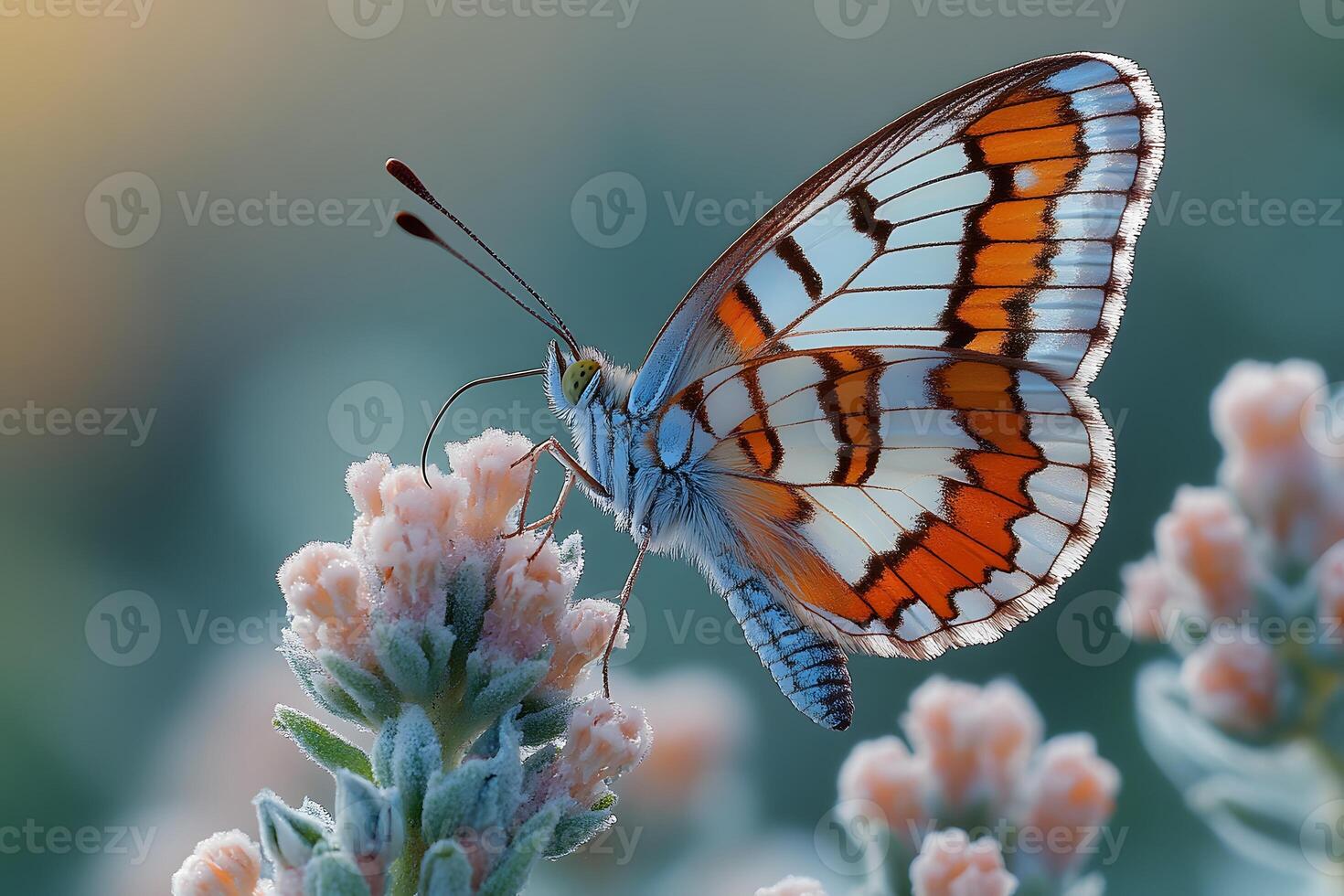 Vibrant Butterfly on Blooming Flowers Nature's Elegance in Macro Photography photo