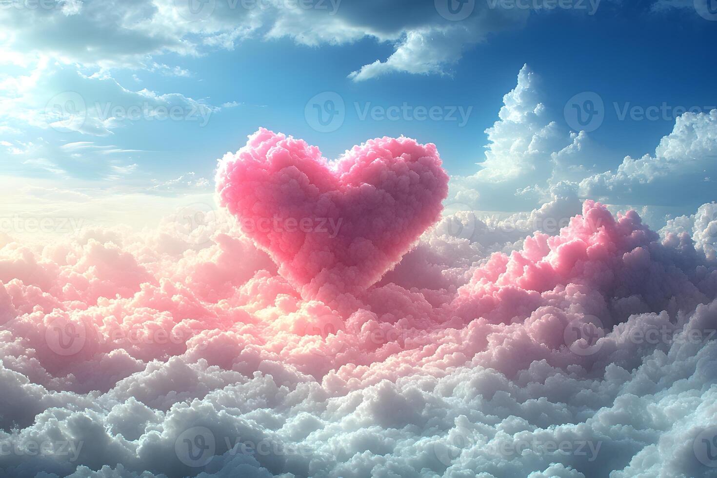 Dreamy Sky Heart Shaped Cloud in a Serene Heaven Landscape for Romantic Visuals photo