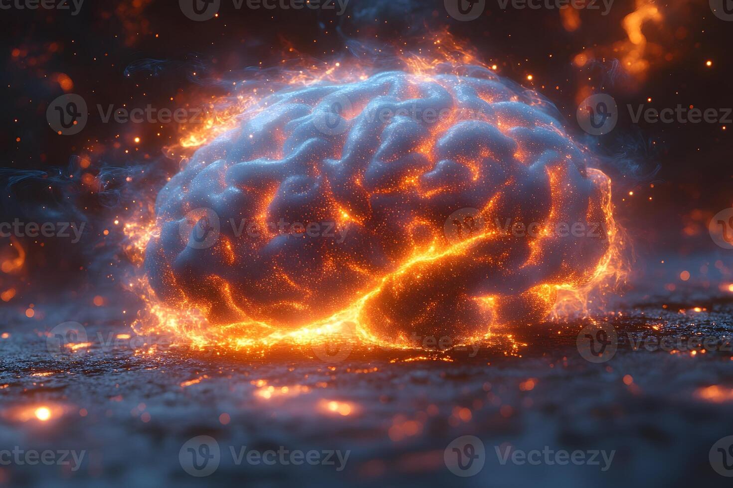 Fiery Brain Concept of Creativity and Innovation for Digital Designs photo