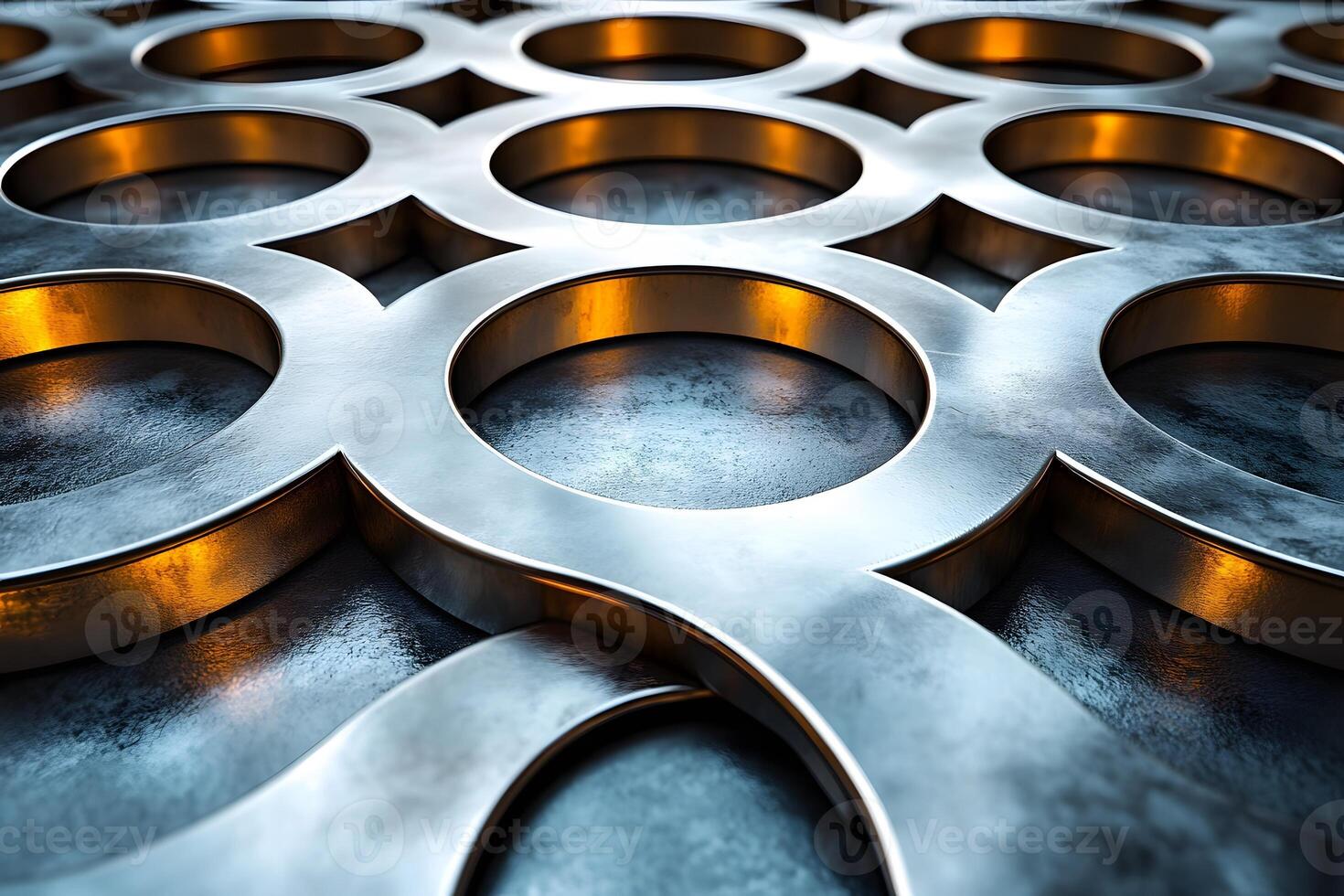 Abstract Metallic Circular Pattern for Futuristic Design and Decor photo