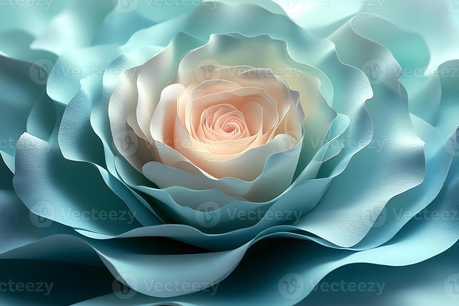 Tranquil Blue and Beige Rose Petals Geometric Abstract for Design and Decor photo