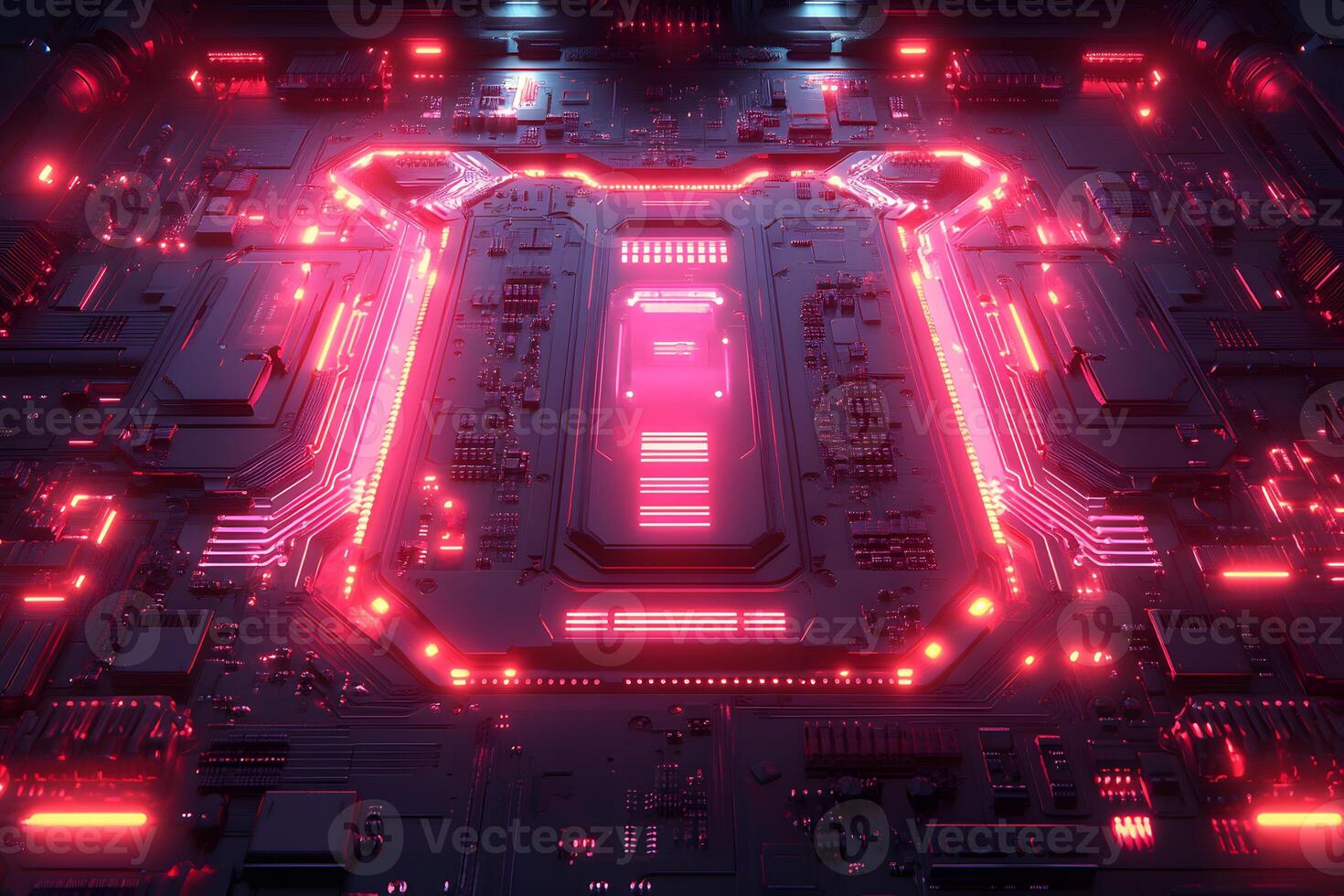 Futuristic Glowing Circuit Board - Technology and Innovation for Science Fiction Design photo