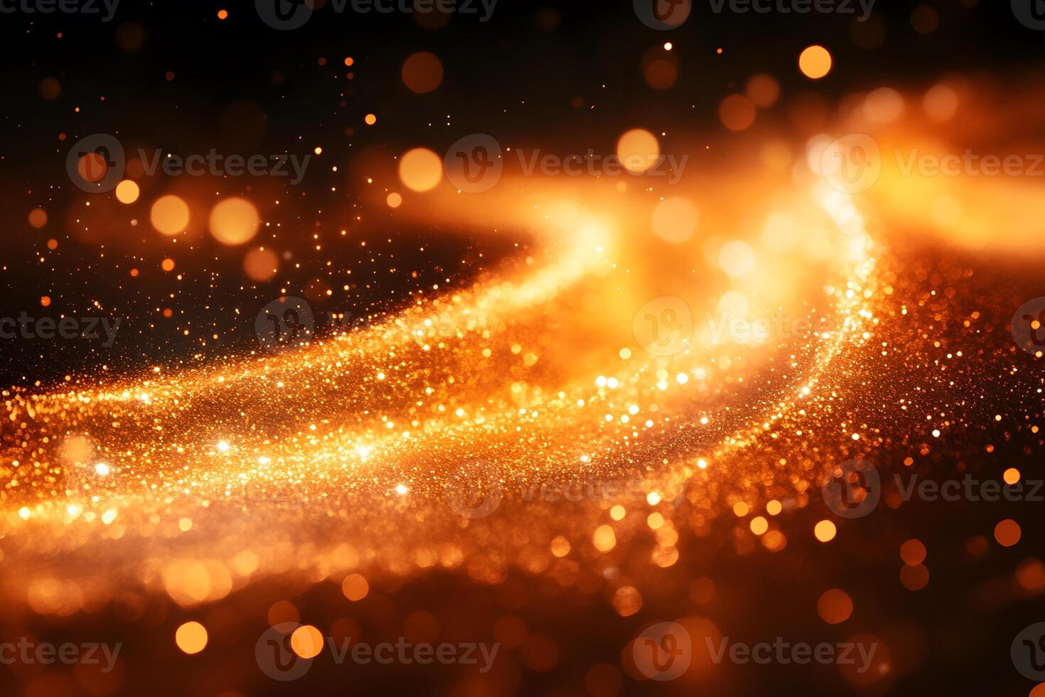 Golden Bokeh Abstract Background for Festive Design and Decoration photo