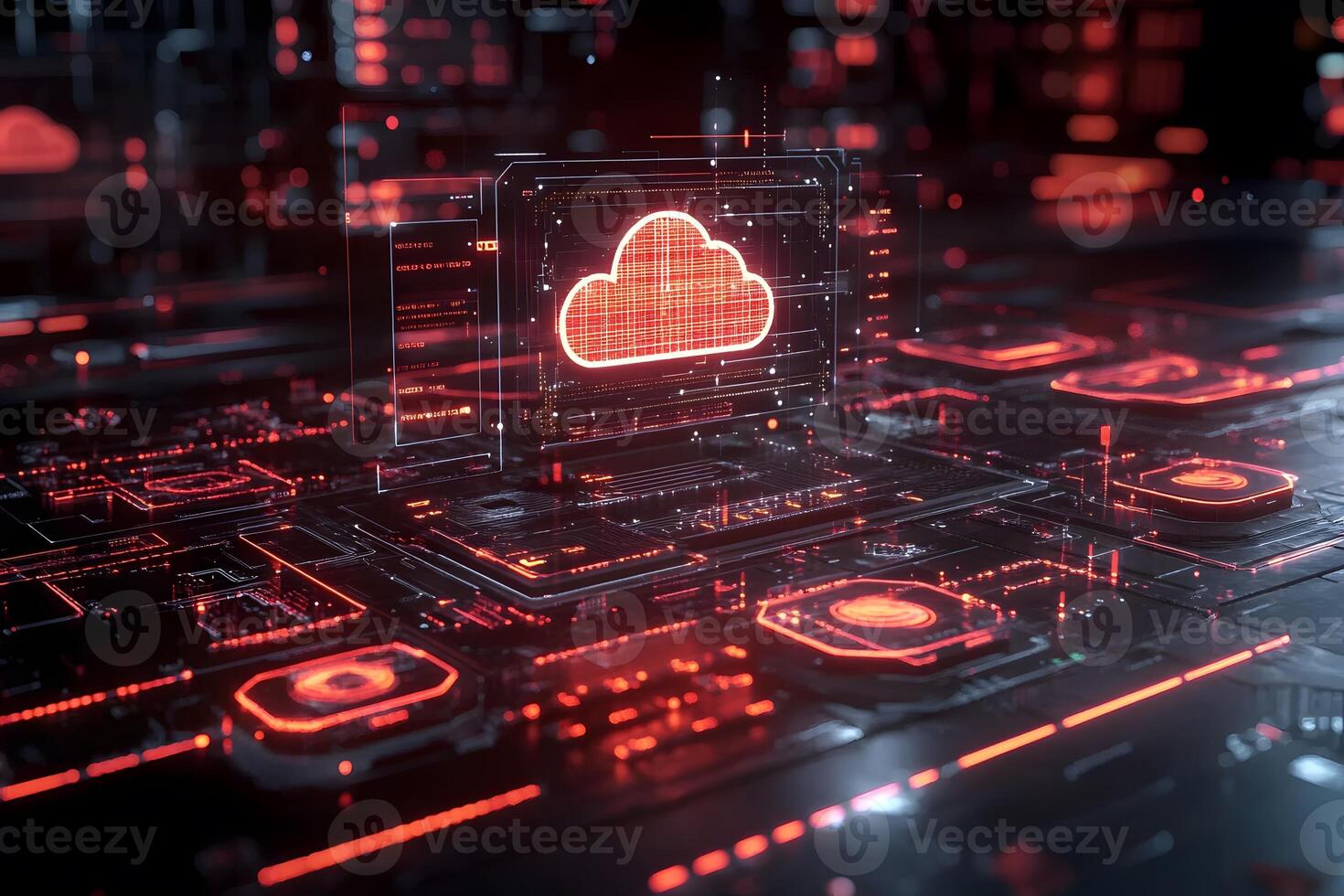 Futuristic Cloud Computing Technology Interface in Digital Environment Design photo