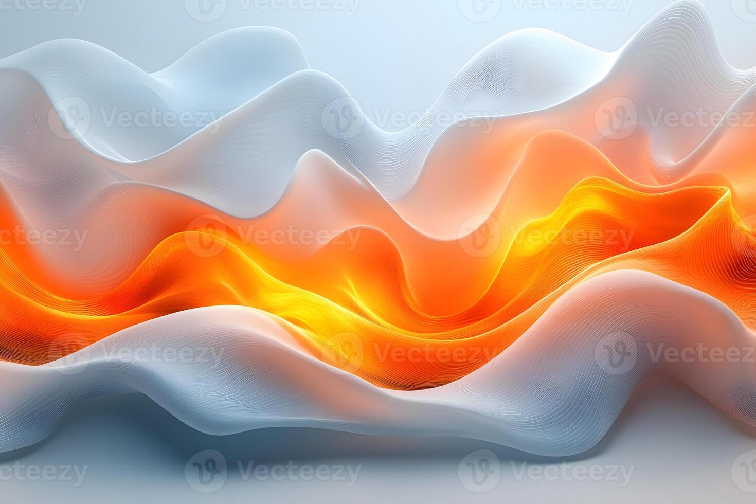 Elegant Abstract Waves in White and Orange for Modern Design Projects photo