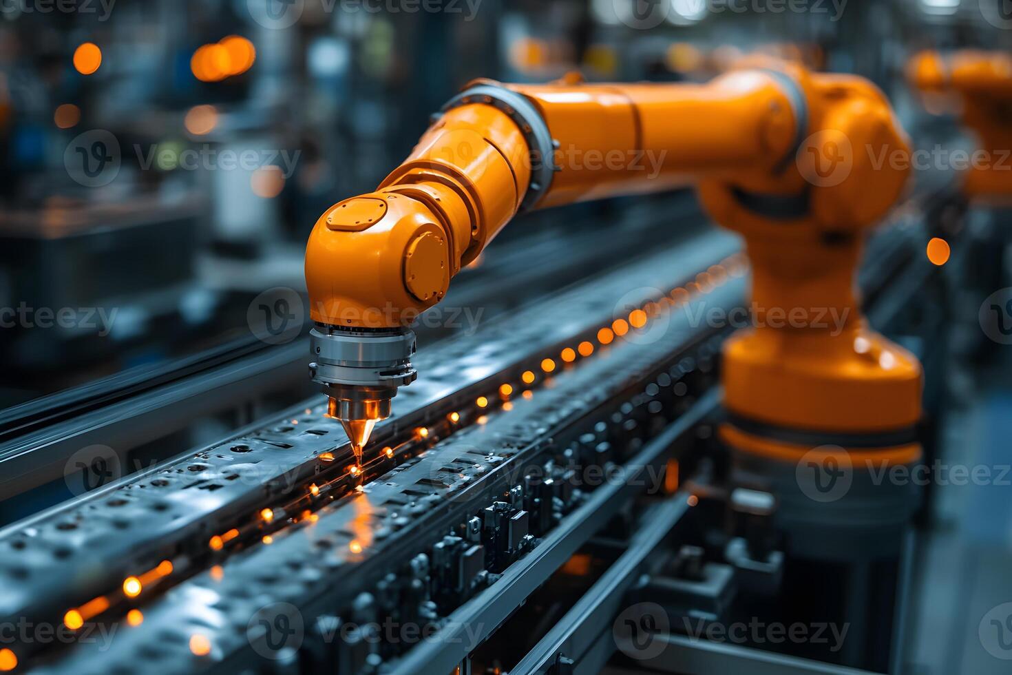 Automated Robotic Arm in Precision Manufacturing Process for Industrial Efficiency photo