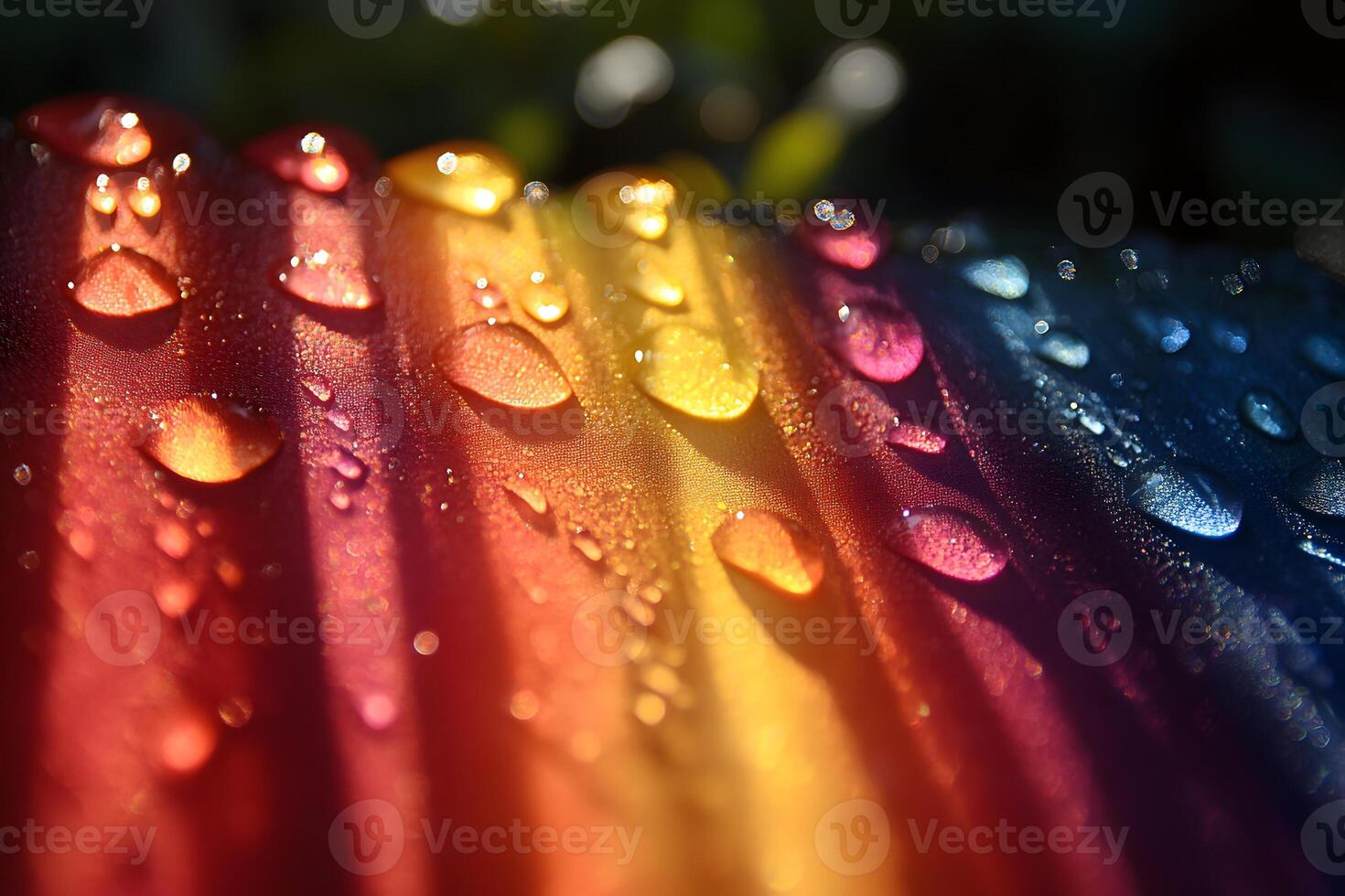 Vibrant Rainbow Colors with Water Droplets on Surface photo