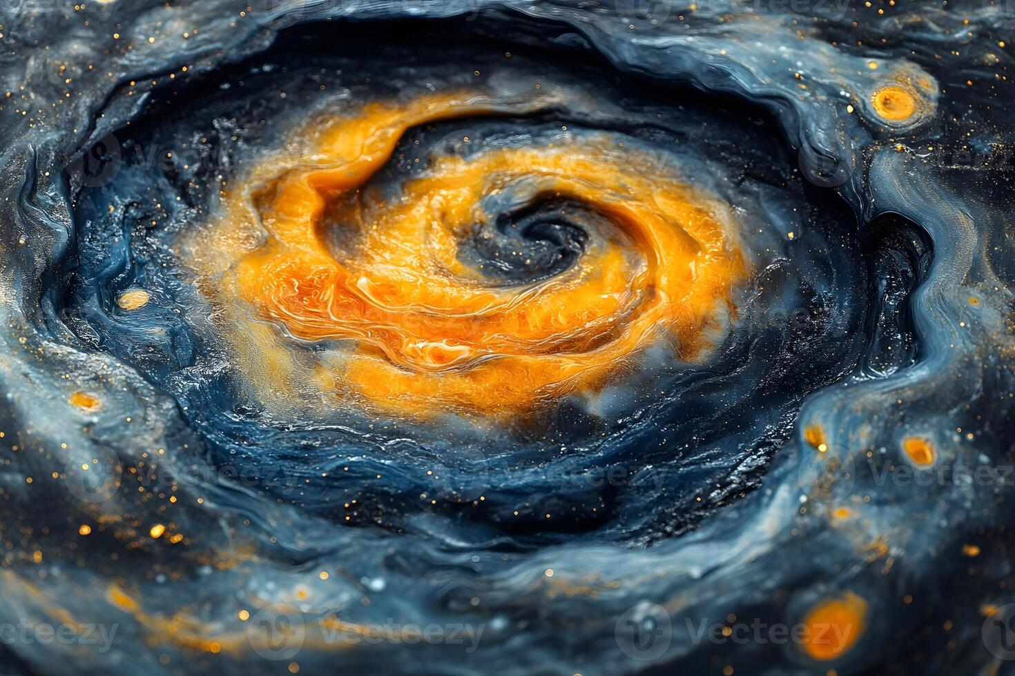 Cosmic Swirl Abstract Galaxy Vortex with Golden Accents for Space Art and Design photo