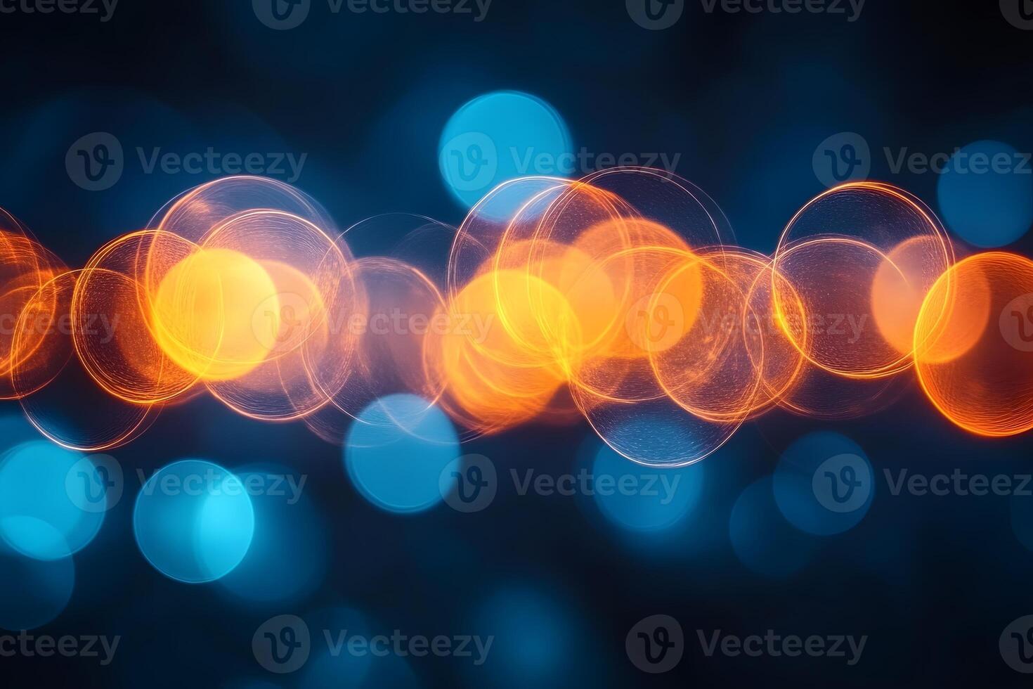 Abstract Vibrant Bokeh Lights in Blue and Orange for Modern Digital Art Design photo