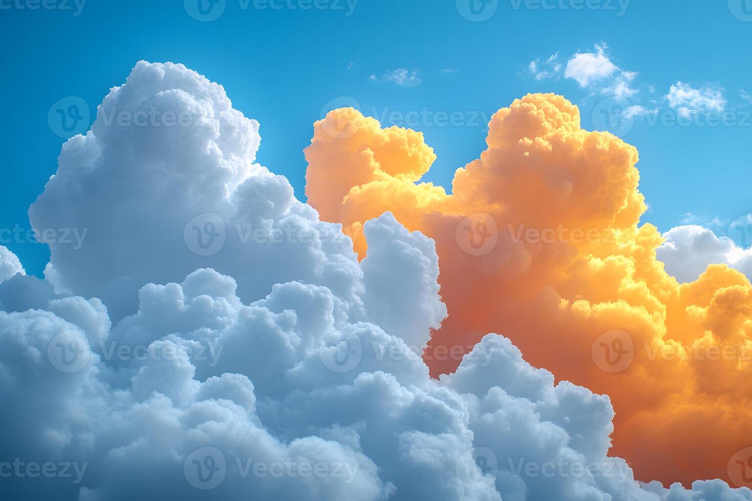 Vivid Cloudscape with Sunlit and Shadowed Clouds for Nature Design photo