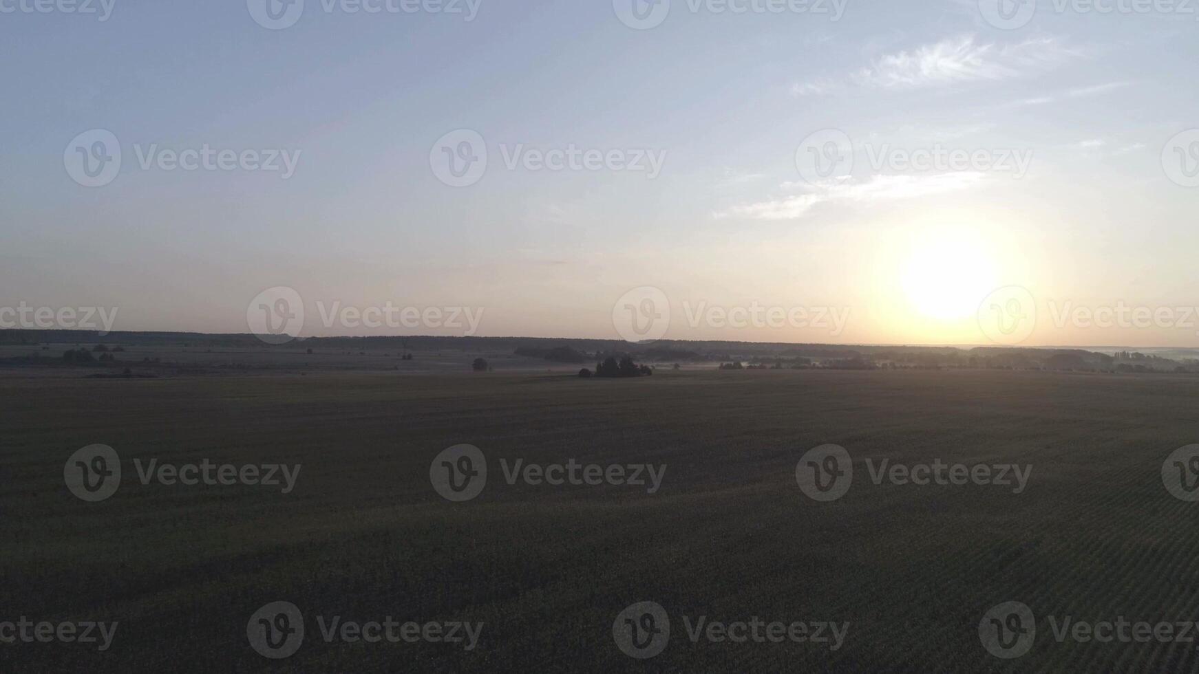 Sunrise above greenfield, morning landscape photo