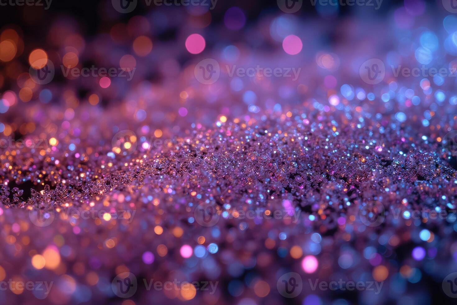 Purple and pink glitter with bokeh effect, shiny particles, vibrant colors, dark background, abstract texture, magical atmosphere, sparkling dust, fantasy concept photo