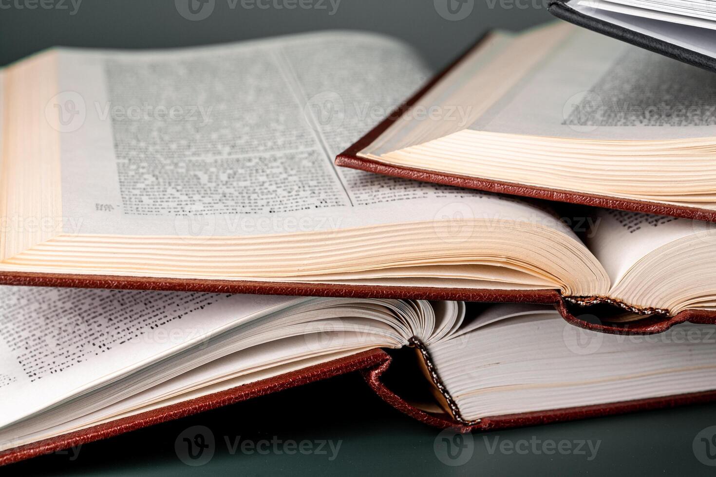 Close up of a brown wooden gavel and book photo