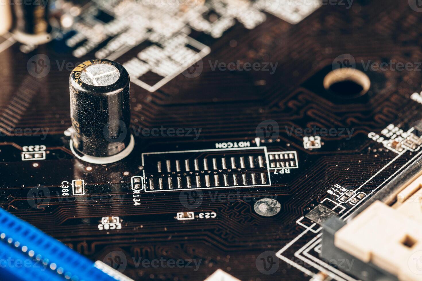 Close up of a electronic circuit board with processor photo