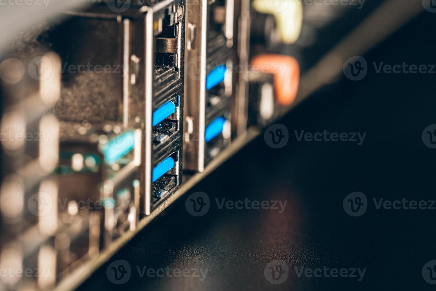 Close up of a electronic circuit board with processor photo