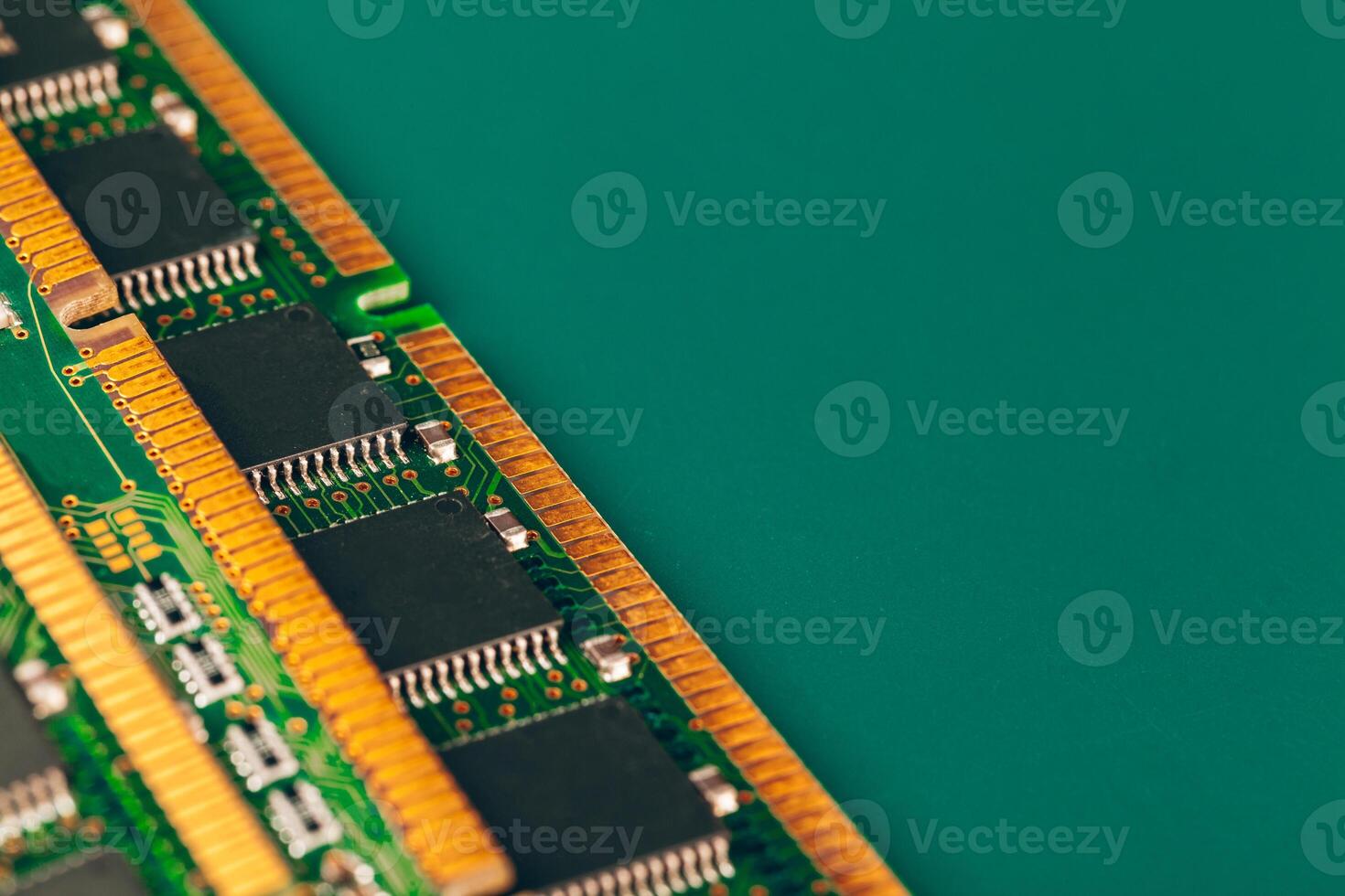 Close up of electronic circuit board with processor photo